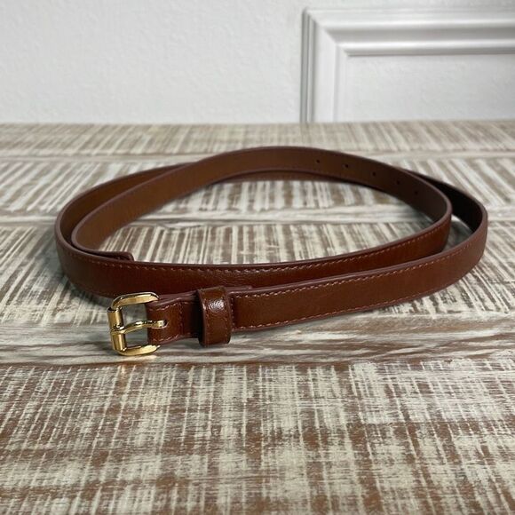 Michael Kors MICHAEL Thin Band Brown Belt Gold Buckle - Picture 1 of 4